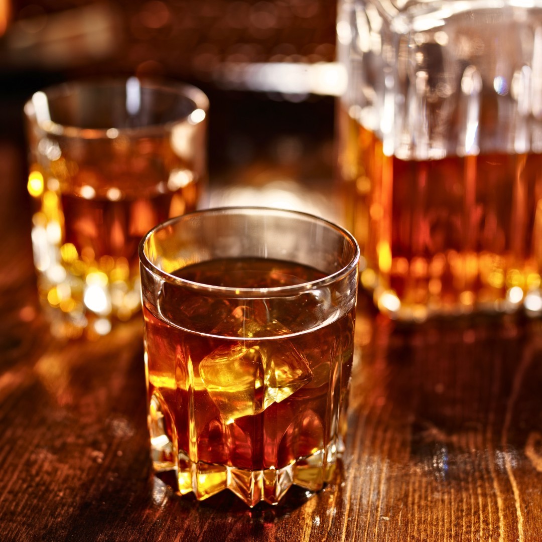 Whiskey poured over ice at The SoundBar